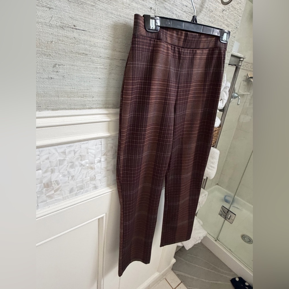 Small Anthropologie sanctuary carnaby pull on slim kick flare pants Brown Plaid - Picture 5 of 14